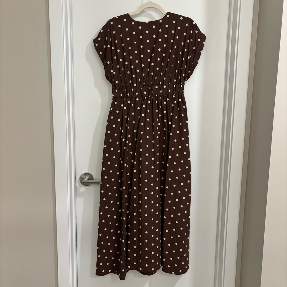 Abercrombie cotton brown and white polka dot dress with V-neck - Picture 3 of 5